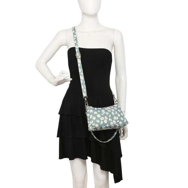 Cocoberry  Stylish Leather sholderbag white flower
