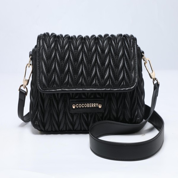 Cocoberry Chocolate Black Quilted Crossbody Bag