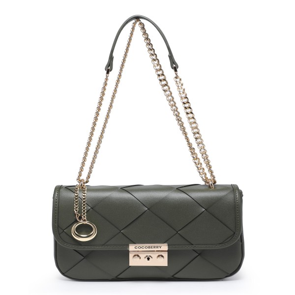 Cocoberry dark green Quilted Chain Shoulder Bag with Gold Lock